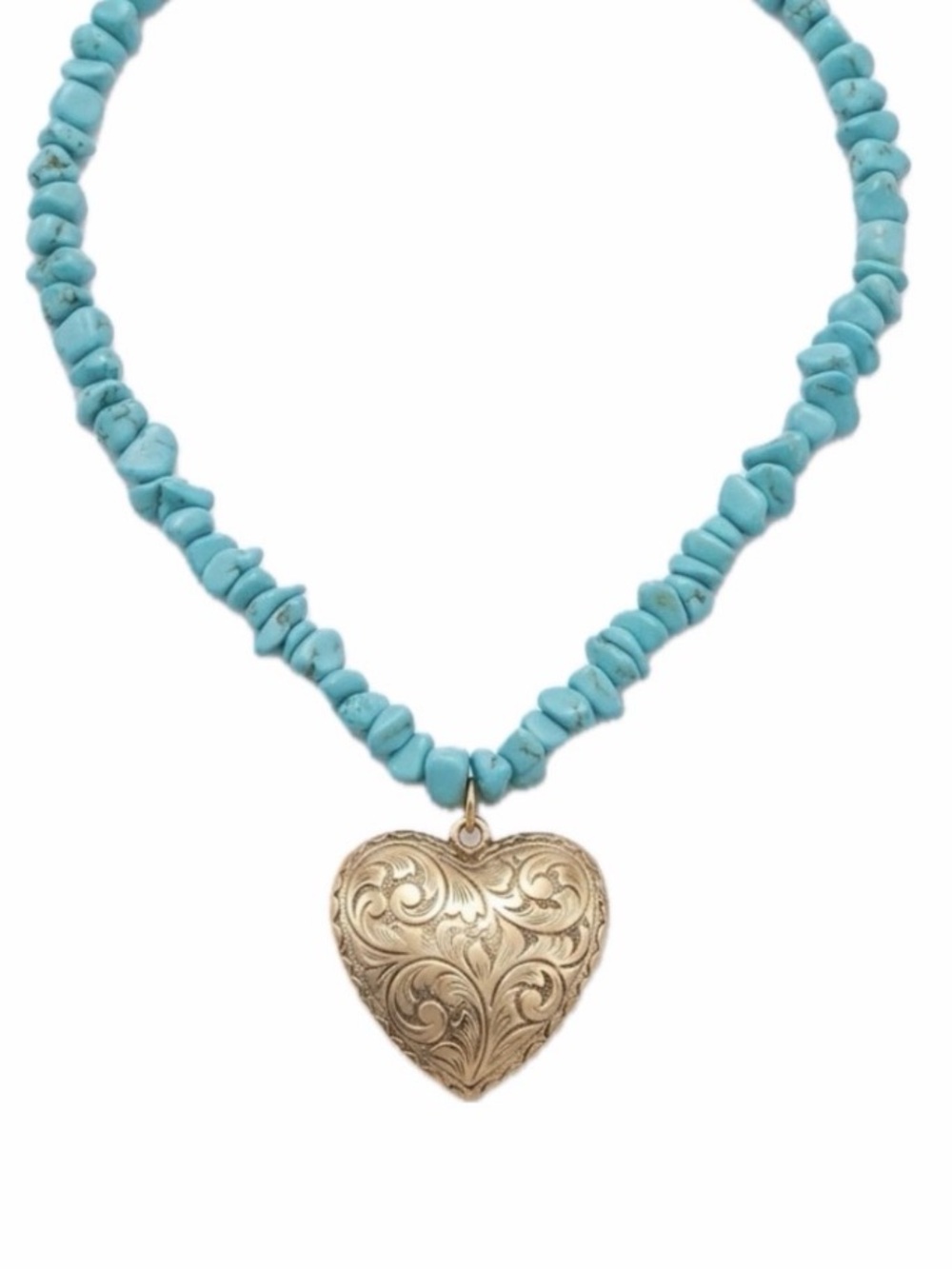 NWT ⚜️🩵⚜️ ATTERRI Gorgeous Turquoise Beaded Necklace with Gold Heart Pendant